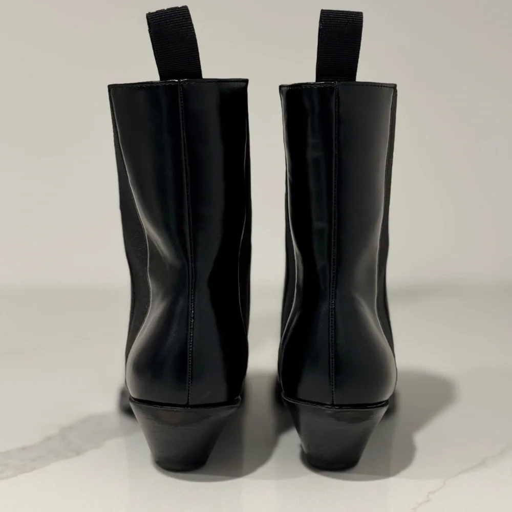 H & M Black Ankle Cowboy Boots - Picture 4 of 9